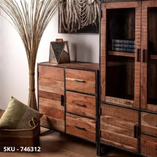 marca-design-shop-Cassettiera Elmer in Legno d’Acacia e in Acciaio Verniciato – Stile Moderno – Made in Italy