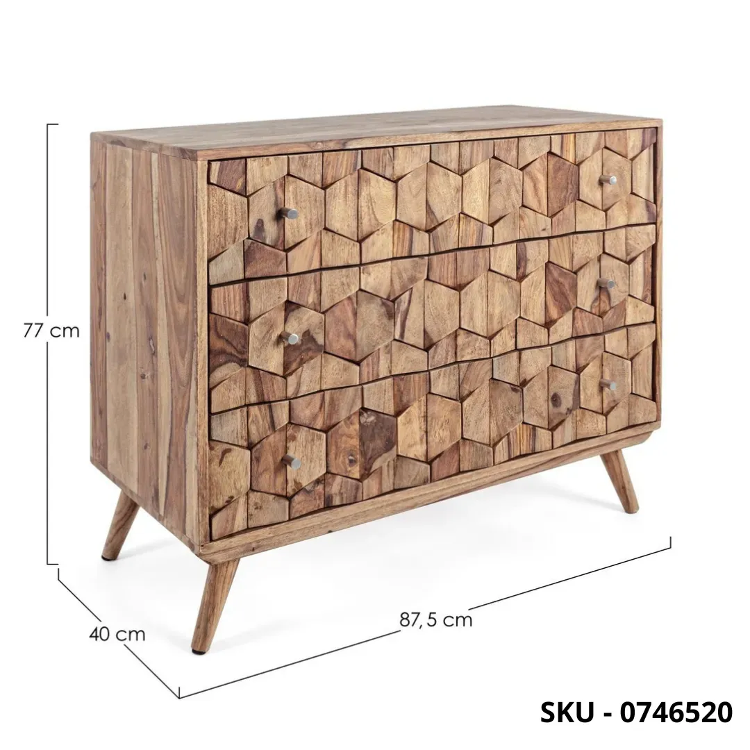Marca-design-shop-arredamento-moderno- Cassettiera Kant  in Legno di Sheesham -  Stile Moderno – Made in Italy