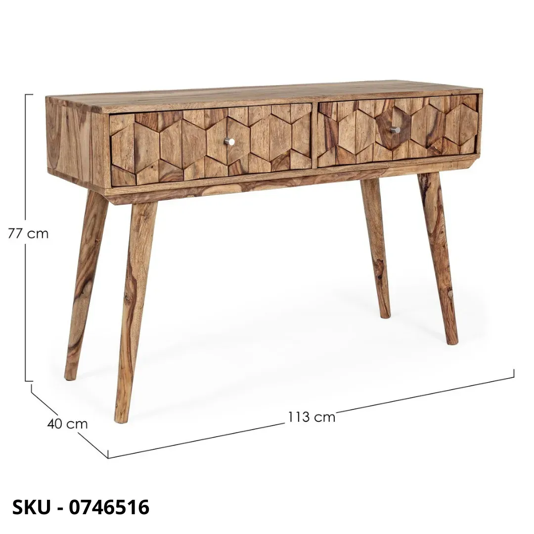 Marca-design-shop-arredamento-moderno- Consolle Kant in Legno Sheesham con 2 Cassetti – Stile Moderno – Made in Italy