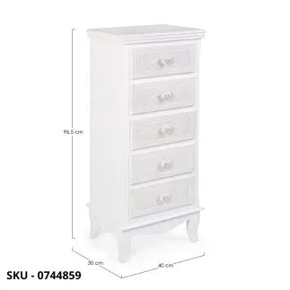 Cassettiera Charlene con 4, 5 o 6 Cassetti in MDF, Finitura a Base d’Acqua – Stile Moderno – Made in Italy