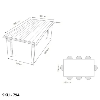 Tavolo fisso, in legno, struttura in metallo – Stile Moderno - Contemporaneo – Made in Italy
