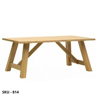Tavolo fisso rettangolare in rovere massello, piano impiallacciato, rovere naturale - Stile Moderno