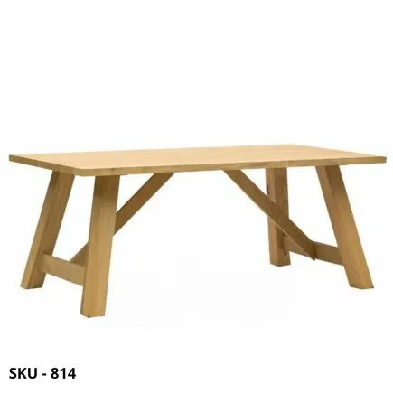 Tavolo fisso rettangolare in rovere massello, piano impiallacciato, rovere naturale - Stile Moderno