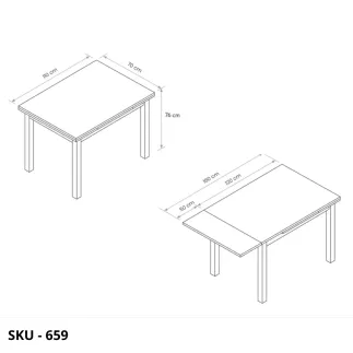 Tavolo Allungabile in legno, bianco frassinato, 1 allunga – Stile Moderno - Contemporaneo – Made in Italy