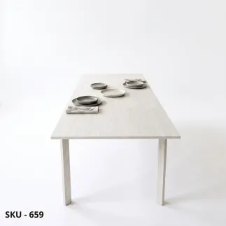 Tavolo Allungabile in legno, bianco frassinato, 1 allunga – Stile Moderno - Contemporaneo – Made in Italy
