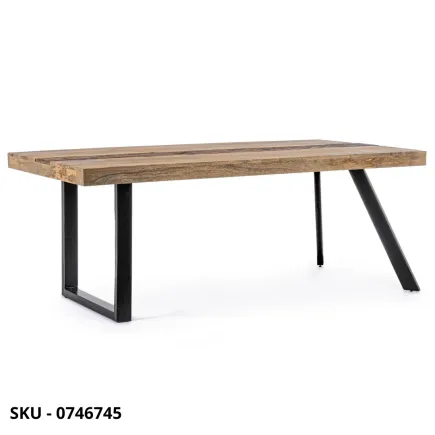 Tavolo Fisso Manchester in Legno di Mango e Riciclato con Gambe in Acciaio – Stile Moderno – Contemporaneo – Made in Italy