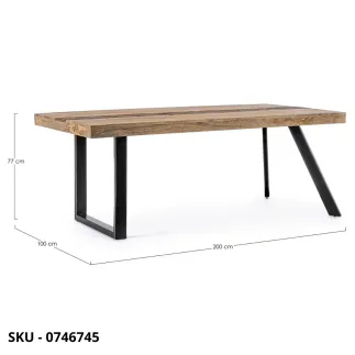 Tavolo Fisso Manchester in Legno di Mango e Riciclato con Gambe in Acciaio – Stile Moderno – Contemporaneo – Made in Italy