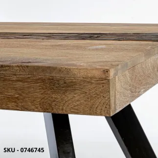 Tavolo Fisso Manchester in Legno di Mango e Riciclato con Gambe in Acciaio – Stile Moderno – Contemporaneo – Made in Italy