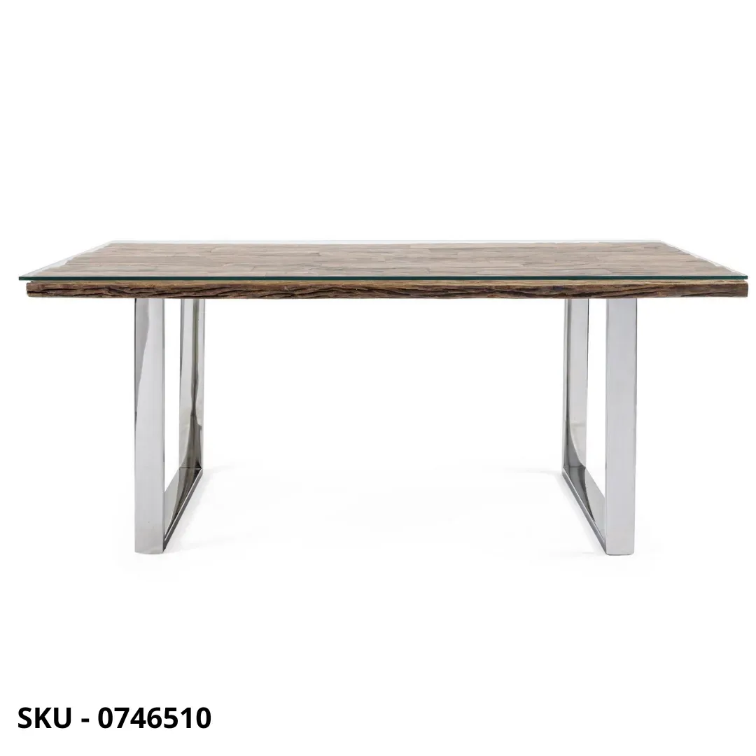 marca-design-shop-stile-moderno-stile-contemporaneo-Tavolo Fisso in Legno Riciclato e Vetro Temperato