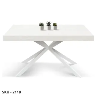 Tavolo Allungabile in Legno, Bianco Frassinato, Rovere Naturale, Grigio cemento, Noce Scuro