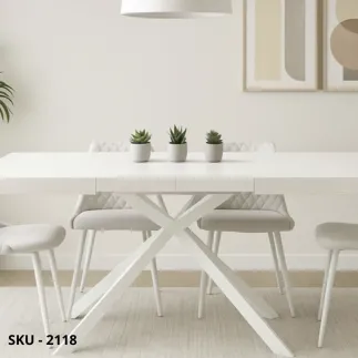 Tavolo Allungabile in Legno, Bianco Frassinato, Rovere Naturale, Grigio cemento, Noce Scuro