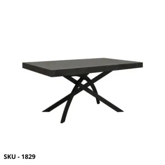 Tavolo allungabile in metallo, piano grigio cemento, 2 allunghe centrali – Stile Moderno - Contemporaneo- Made in Italy