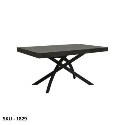 Tavolo allungabile in metallo, piano grigio cemento, 2 allunghe centrali – Stile Moderno - Contemporaneo- Made in Italy