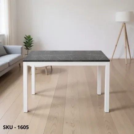 Tavolo Allungabile con Base in Metallo e Piano Nobilitato Finitura Marmo Antracite –  Stile Moderno - Contemporaneo