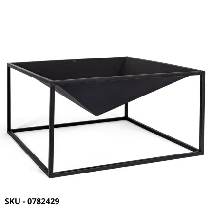 Braciere Illinois in Acciaio Verniciato a Polvere, Nero o Ruggine – Stile Moderno – Contemporaneo – Made in Italy - 60×60×31H cm