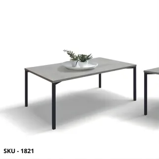 Tavolino in Metallo con Piano Grigio Cemento, Acciaio Ossidato  -  Stile Moderno – Contemporaneo – Made in Italy