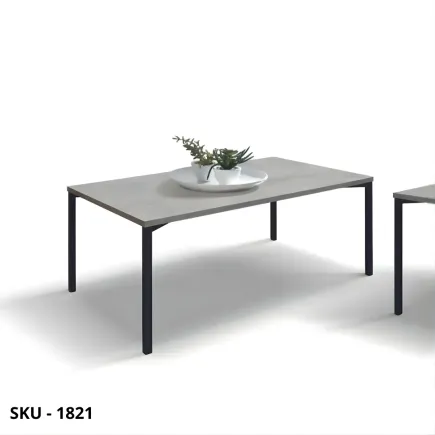 Tavolino in Metallo con Piano Grigio Cemento, Acciaio Ossidato  -  Stile Moderno – Contemporaneo – Made in Italy