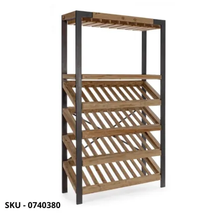 Mobile Portabottiglie Kantin in Acciaio Verniciato e Ripiani in Legno di Abete – Stile Moderno – Contemporaneo – Made in Italy