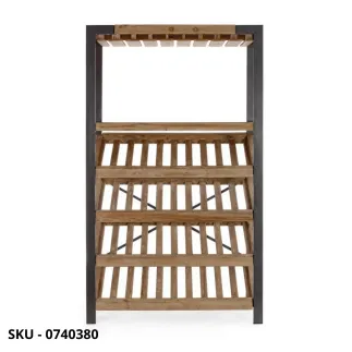 Mobile Portabottiglie Kantin in Acciaio Verniciato e Ripiani in Legno di Abete – Stile Moderno – Contemporaneo – Made in Italy