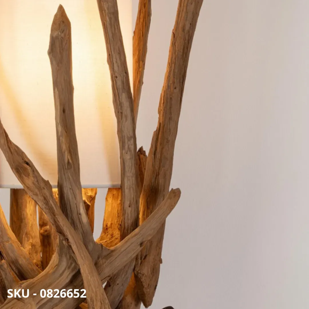 marca-design-shop-stile-moderno-stile-contemporaneo-Piantana Ace in Legno di Teak Riciclato con Paralume in Cotone