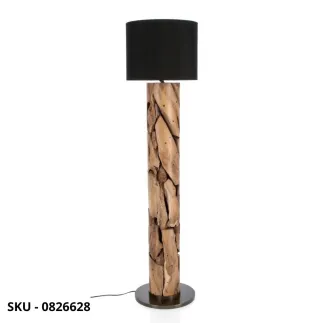 Piantana Arwood in Legno di Teak Riciclato con Paralume in Cotone – Stile Moderno – Contemporaneo – Made in Italy
