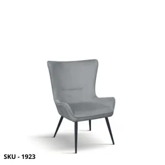 Poltrona in Metallo con Rivestimento in Tessuto Effetto Velluto Grigio – Stile Moderno – Contemporaneo