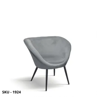 Poltrona con struttura in Metallo con Rivestimento in Tessuto Effetto Velluto Grigio - Stile Moderno - Contemporaneo