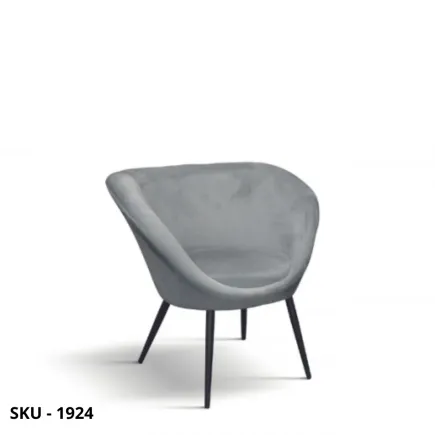Poltrona con struttura in Metallo con Rivestimento in Tessuto Effetto Velluto Grigio - Stile Moderno - Contemporaneo
