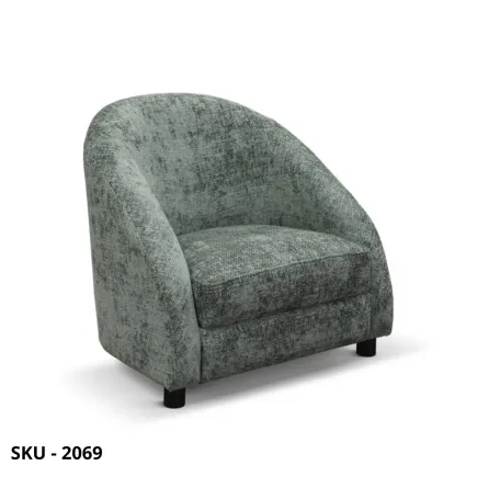 Poltrona in tessuto con struttura in legno, in grigio o verde con sfumature –  Stile Moderno – Contemporaneo – Made in Italy