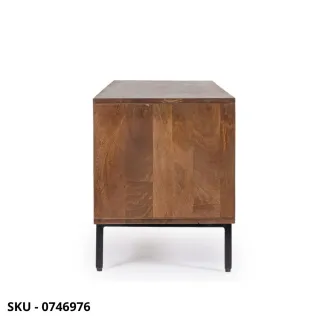Porta TV Tadita in Legno di Mango con Gambe in Acciaio Verniciato a Polvere, con 2 o 4 Ante – Stile Moderno