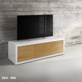 Porta TV Moderno in Legno Laminato – Bianco Frassinato, Rovere | Made in Italy