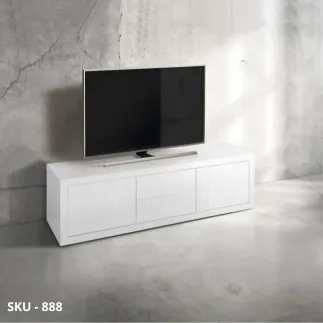 Porta TV in Legno Laminato con Finitura Bianco Frassinato, Rovere e Bicolore, con 2 Cassetti e 2 Ante – Stile Moderno