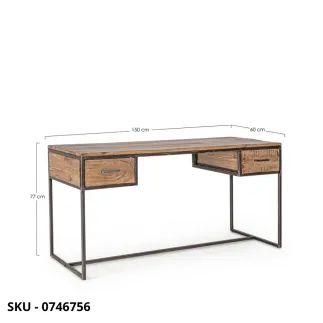 Scrivania Elmer in Legno di Acacia Massello con 2 Cassetti – Stile Moderno - Contemporaneo – Made in Italy –  150×60×77h cm