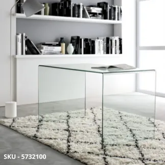 Scrivania Rettangolare Iride in Vetro Trasparente non temperato – Stile Moderno - Contemporaneo -  Made in Italy