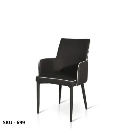Set di 4 Sedie Imbottite, Struttura In Acciaio, Rivestimento in Tessuto Nero e Grigio  – Stile Moderno - Contemporaneo