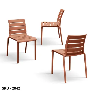 Set 6 Sedie in Polipropilene, resistenti ai raggi UV, Tortora, Grigio, Sabbia, Arancione, Nero e Verde – Stile Moderno