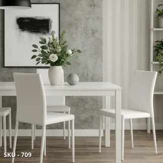 Set di 4 Sedie Imbottite con Rivestimento in Ecopelle, bianco, tortora, nero, grigio chiaro, antracite e struttura in metallo