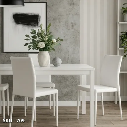 Set di 4 Sedie Imbottite con Rivestimento in Ecopelle, bianco, tortora, nero, grigio chiaro, antracite e struttura in metallo