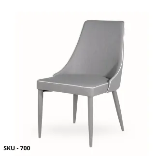 Set di 4 Sedie con Struttura in Metallo Rivestita in Tessuto, Grigio, Nero, Tortora – Made in Italy