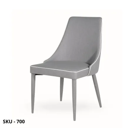 Set di 4 Sedie con Struttura in Metallo Rivestita in Tessuto, Grigio, Nero, Tortora – Made in Italy
