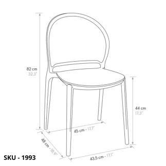 Set di 4 Sedie in Polipropilene, Nero, Bianco, Tortora e Grigio – Stile Moderno – Contemporaneo – Made in Italy – 43.5x48x82h cm