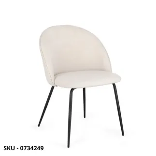 Sedia TANYA Imbottita in Tessuto con Schienale Curvo e Gambe in Metallo Nero, in Vari Colori – Stile Moderno – Contemporaneo