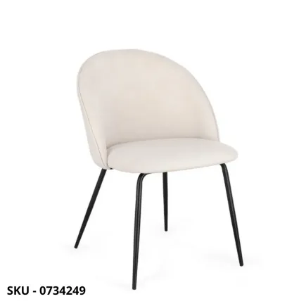 Sedia TANYA Imbottita in Tessuto con Schienale Curvo e Gambe in Metallo Nero, in Vari Colori – Stile Moderno – Contemporaneo
