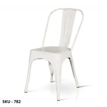 Set di 4 Sedie in Acciao, effetto Consumato, Bianco o Grigio – Stile Moderno – Contemporaneo – Made in Italy - 51,5x44,5x85H cm