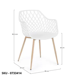 Set di 4 Sedie Optik in Metallo Verniciato Effetto Legno con Scocca In Plastica Bianco, Grigio, Nero, Tortora, Verde salvia