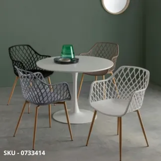 Set di 4 Sedie Optik in Metallo Verniciato Effetto Legno con Scocca In Plastica Bianco, Grigio, Nero, Tortora, Verde salvia