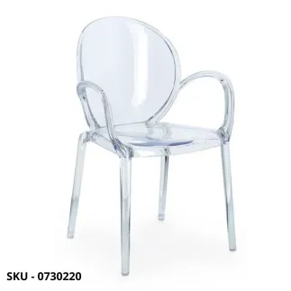 Set di 4 Sedie Camilla in Policarbonato con Braccioli, Trasparente, Fumè, Verde e Caffè – Stile Moderno – Contemporaneo