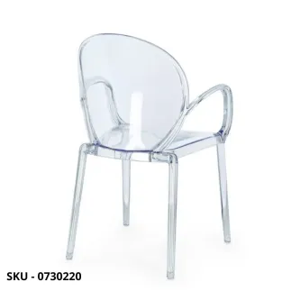 Set di 4 Sedie Camilla in Policarbonato con Braccioli, Trasparente, Fumè, Verde e Caffè – Stile Moderno – Contemporaneo