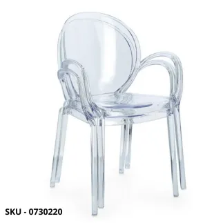 Set di 4 Sedie Camilla in Policarbonato con Braccioli, Trasparente, Fumè, Verde e Caffè – Stile Moderno – Contemporaneo