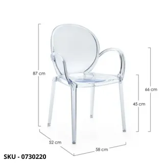 Set di 4 Sedie Camilla in Policarbonato con Braccioli, Trasparente, Fumè, Verde e Caffè – Stile Moderno – Contemporaneo
